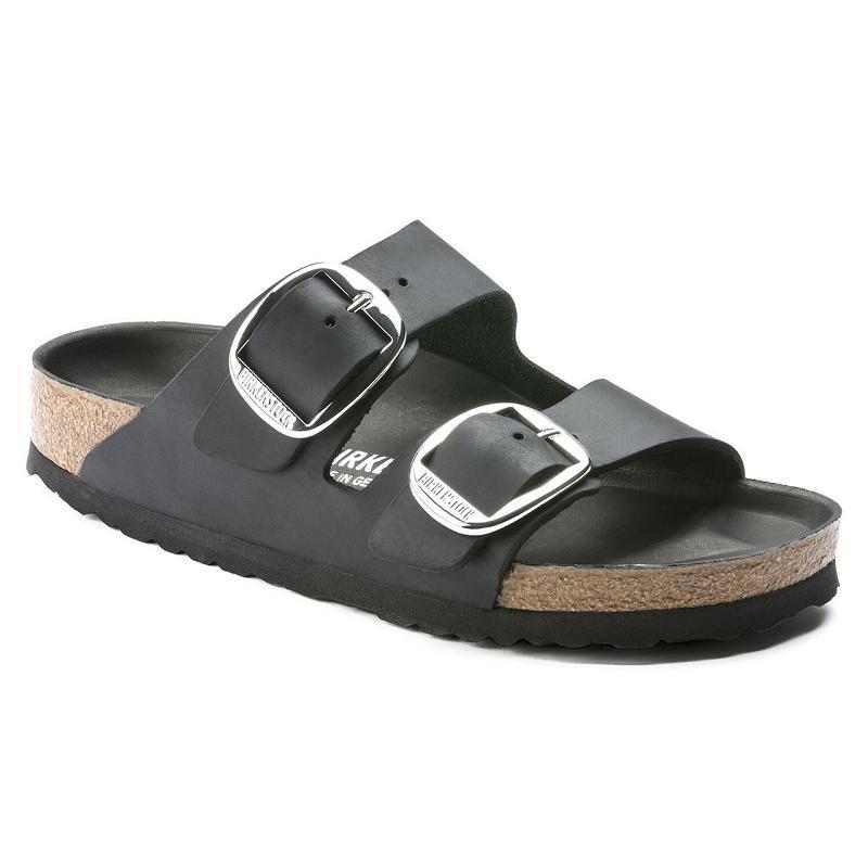 Birkenstock Big Přezkou Oiled Læder Arizona Dame Sort | DK 464JPQ